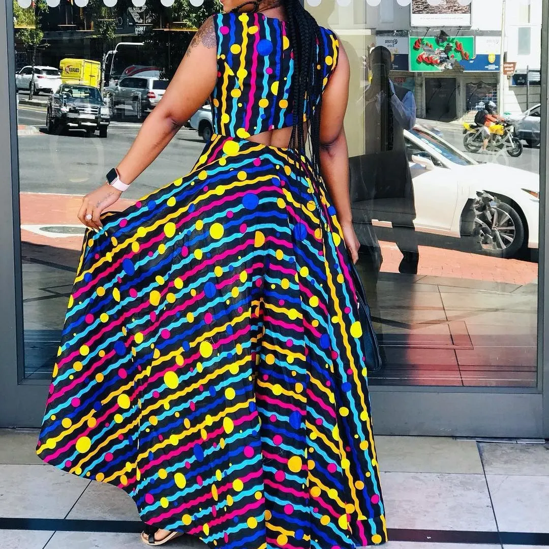 Женский полосатый принт без рукавов в горошек комплект из двух предметов