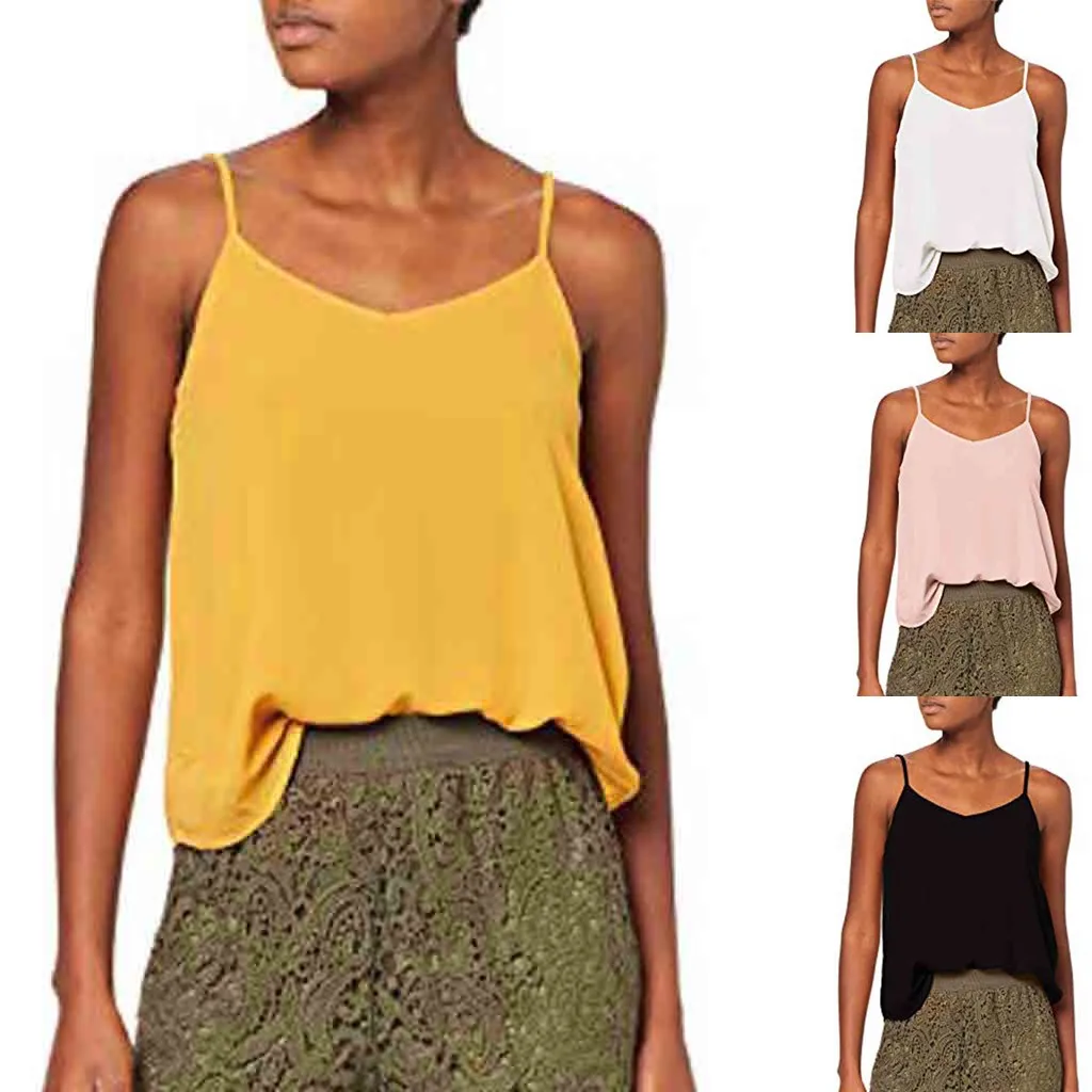 Женский однотонный топ без рукавов с v образным вырезом повседневный Свободный