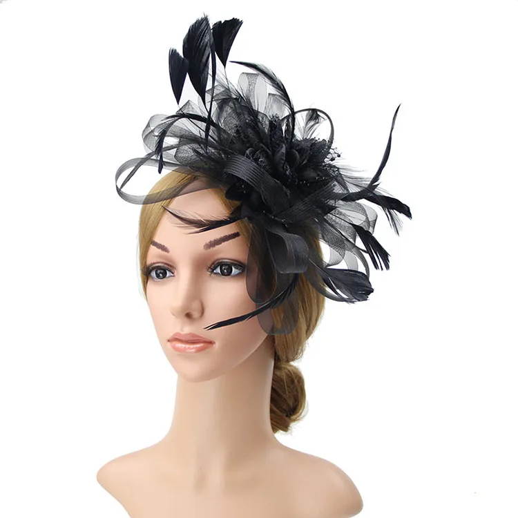 Шляпа Свадебная королевские шляпы цветок Pamelas Y Sombreros Para Bodas перья шляпка для церкви Зажимная лента шляпа для банкета Свадебная Тиара