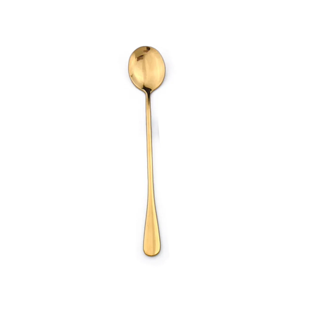 Gold Новая красочная ледяная ложка кофейная чайная ложка кафе Совок Ложка с длинной ручкой столовая посуда столовые приборы кофейные питьевые Инструменты Кухня 1 шт - Цвет: Gold