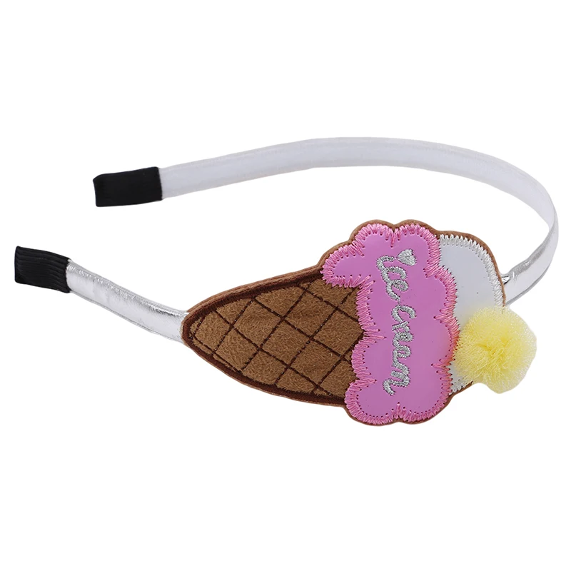 

2019 New Degin Children Lovely Hair Accessories For Girls Head Ice Cream Headband With Pompom Girls Hairband Baby Headwear
