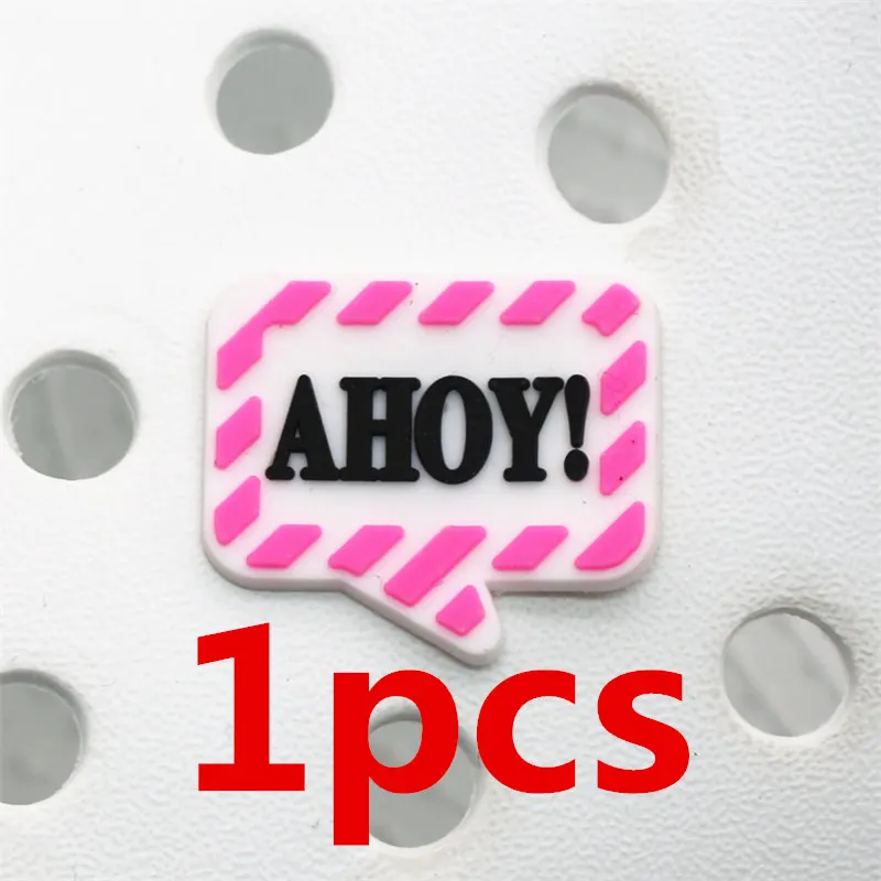 AHOY 1pcs Одиночная от 1 до 6 шт новые аксессуары для обуви подвески глаза/VIP/поцелуй украшение для обуви для croc jibz Детские вечерние X-mas подарок DONG-YJ08 - Цвет: AHOY 1pcs