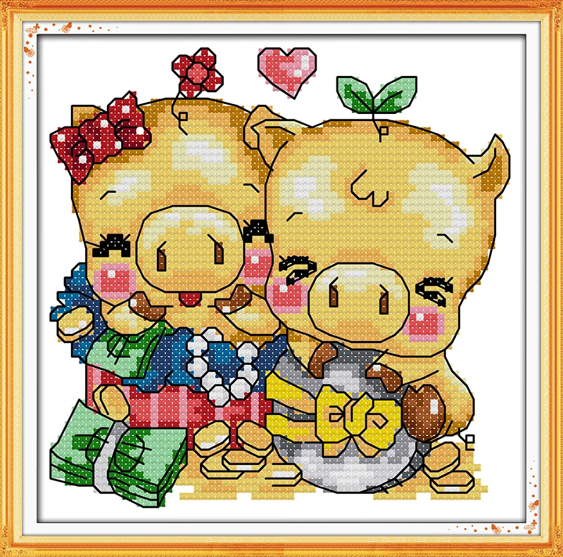 

Lovely pig Home Decor Cross Stitch Kits Decorative paintings Chinese Embroidery Needlework DMC Counted Cross-stitch set Gifts