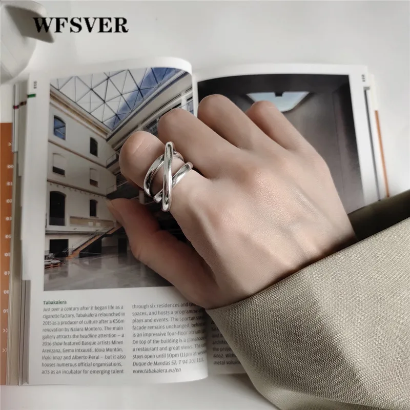 WFSVER корейский стиль кольцо из стерлингового серебра 925 Двухслойное