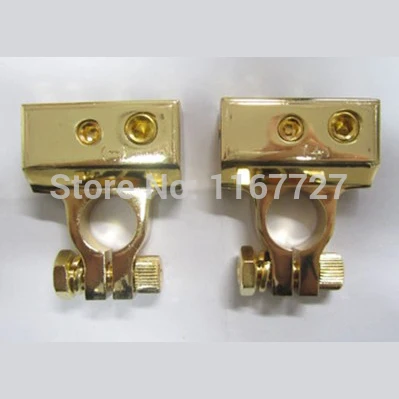 1 пара (2 шт.)/Лот клемма AWG для автомобильного аккумулятора золотая пластина с