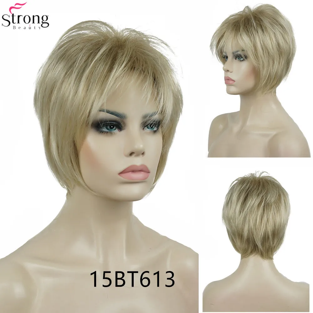 StrongBeauty синтетический парик женский коричневый/светлые волосы натуральный парик короткие прямые парики