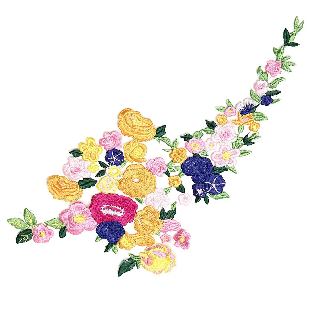 Цветочный узор розы воротник пришитый на пластырь Милая Аппликация вышитый