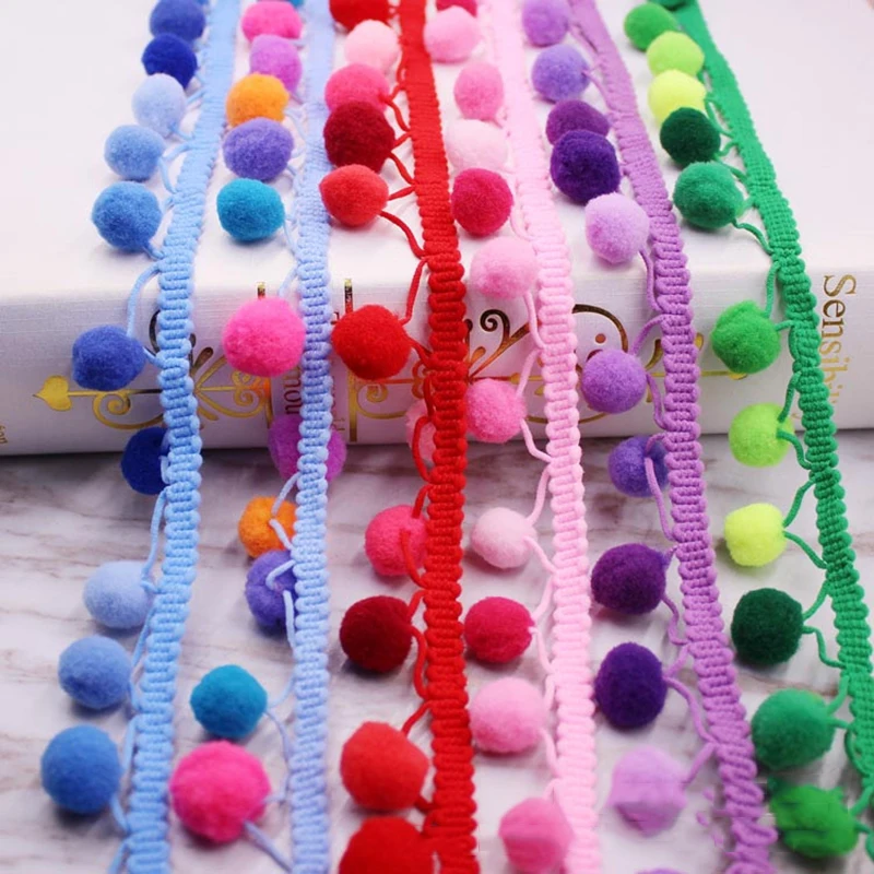 Pom Trim Lace Fabric Sewing Accessories Pompons tassel Ball Fringes Ribbon For DIY Material Craft Apparel |