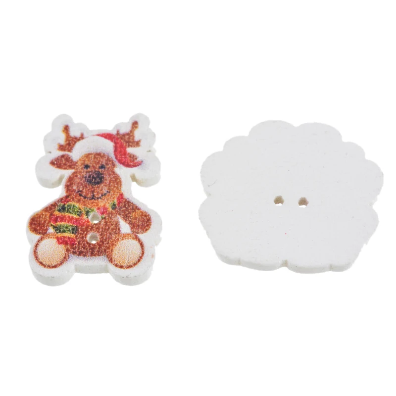 Hoomall 50PCs Christmas Ornament Scrapbook Crafts Decoration 2 holes Mixed Pattern Wooden Button Sewing Accessories | Дом и сад