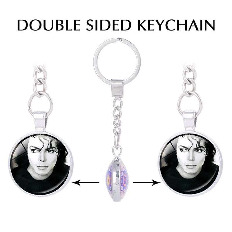 Майкл Джексон двухсторонний кулон певица поп-звезда брелок chaveiro король поп-Key Holder