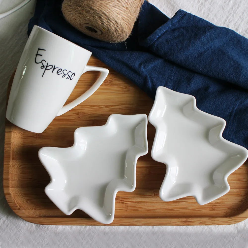 Набор из 4 обеденных тарелок на рождественскую елку керамические тарелки для