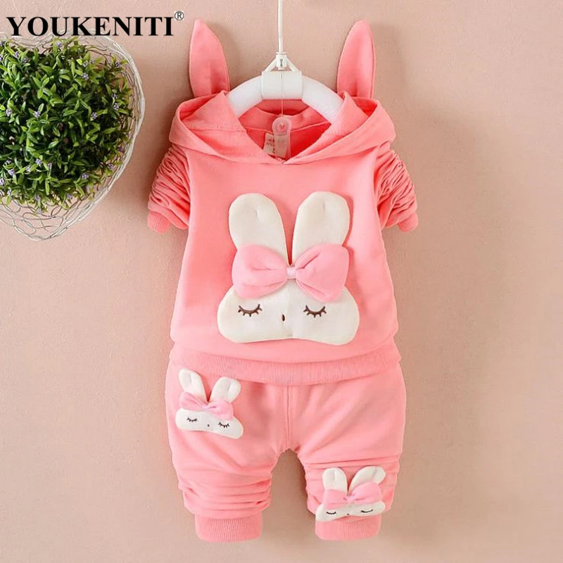 YOUKENITI Детские Гирс Newborn 3T милый кролик хлопок 2 шт./компл. пальто + брюки акция для