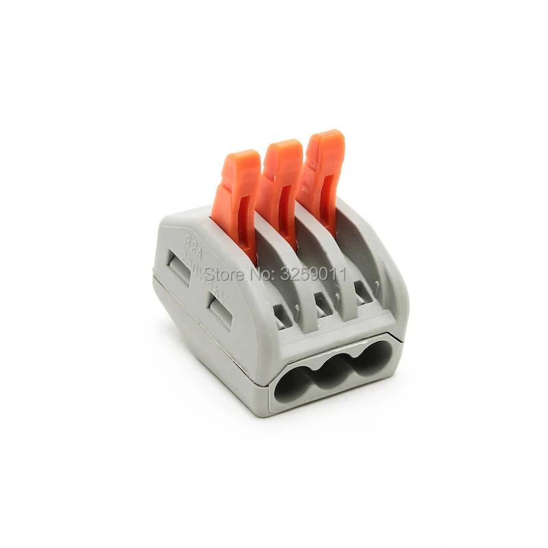 

100PCS 28-12 AWG PCT-213 222-413 Compact Splicing Connector Spring Lever Push Fit Reuseable Cable 3 Wire Universal Connectors