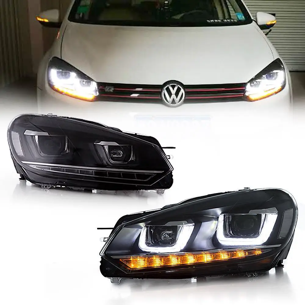 Автомобильный головной светильник VLAND для Golf 6 для Mk6, головной светильник R20, светодиодный головной фонарь DRL, движущийся сигнал H7 D2H HID Bi Xenon