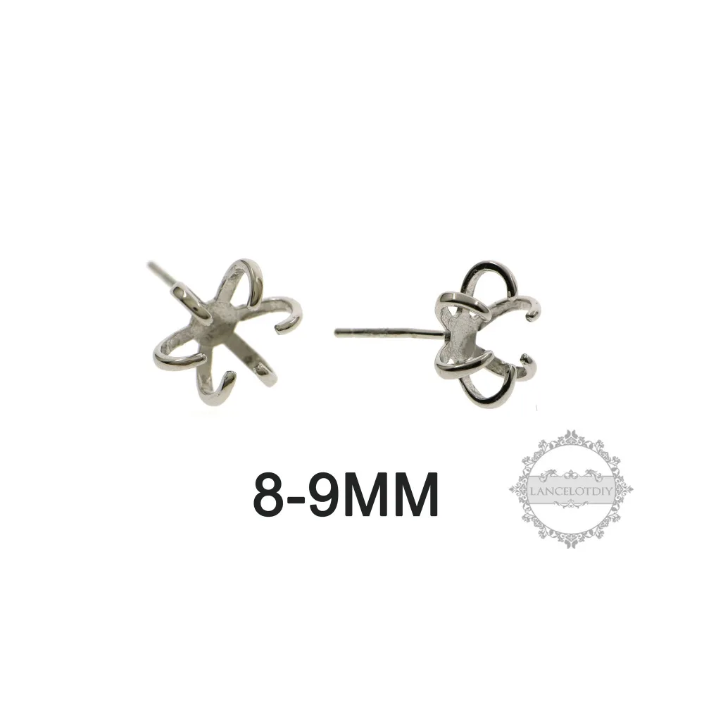 Нерегулярные камень зубец коготь настройки earringsn 925 Серебро DIY шпильки принадлежности для сережек выводы 1702164