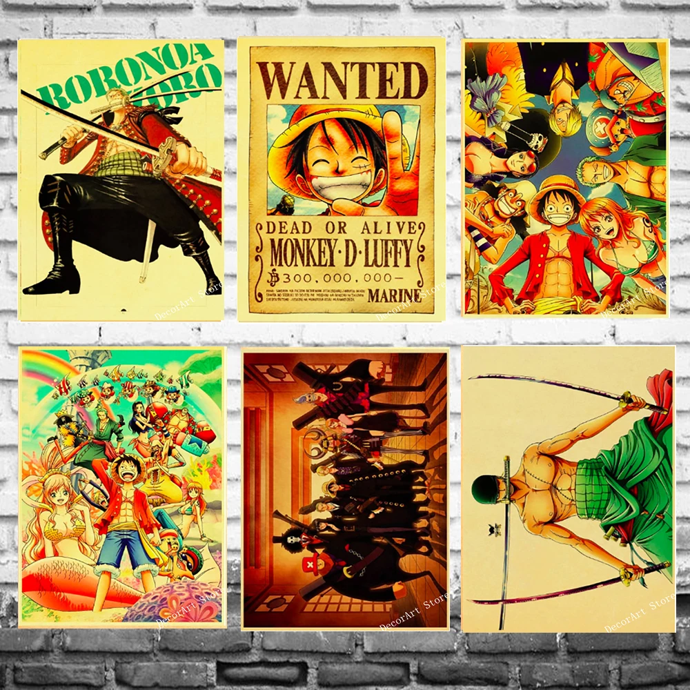 Luffy want ONE PIECE японское аниме Холст Картина винтажная Настенная картина плакат из