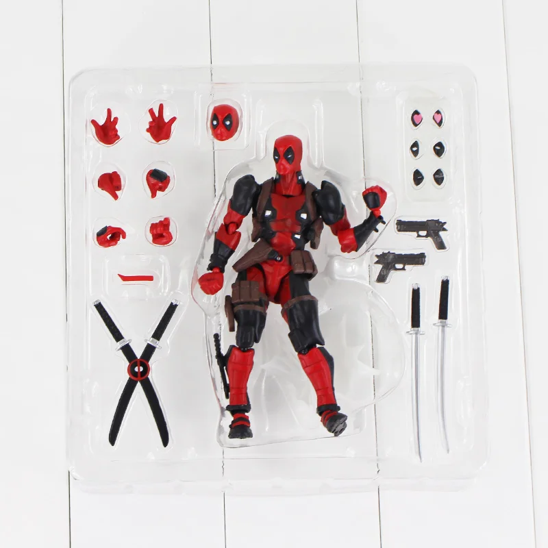 16 см Дэдпул Revoltech X-Men экшн-фигурка Уэйд Уинстон кукла Вильсон с меч-Ружье Оружие
