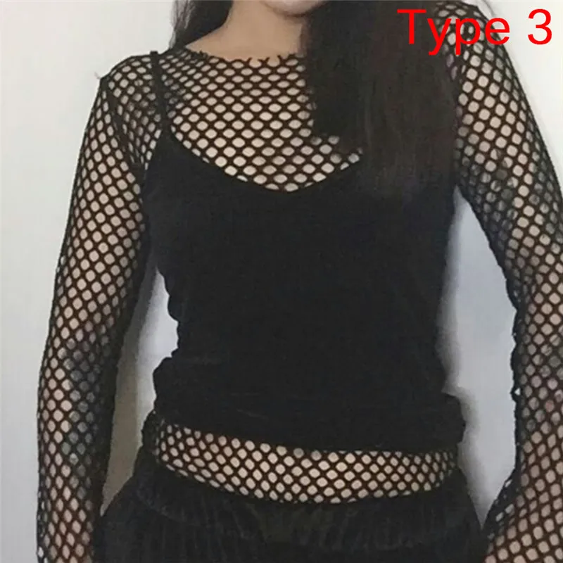 Женская Клубная одежда 1 шт. сексуальная сетчатая Прозрачная Футболка Harajuku