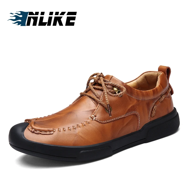 

Inlike Genuine Leather Handmade Driving Shoes New Fashion Boat Shoe Brand Design Flats Loafers For Men
