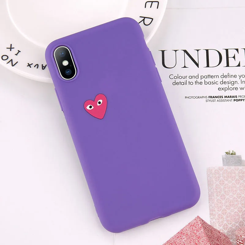 Lovebay фиолетовый чехол для телефона для Iphone XS Max XR X 7 6 6S 8 Plus Love Heart shape Lucky с принтом мягкий чехол-накладка - Цвет: 3461 Purple