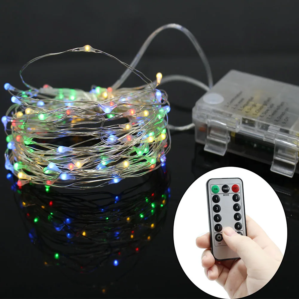 Микро-серебряное Провода огни IP65 Батарея гирлянды-таймер Функция 2 батареи