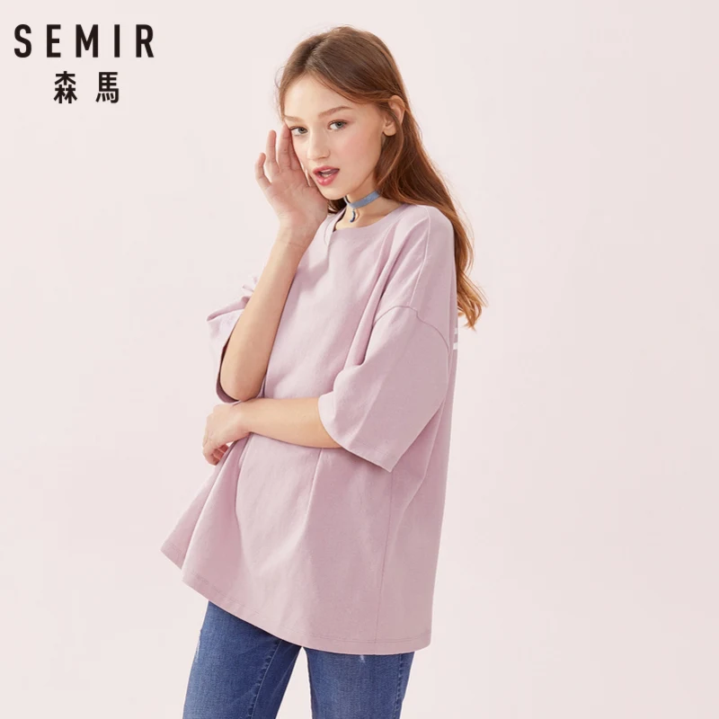 SEMIR Женская футболка из 100% хлопка с рукавом средней длины круглым вырезом принтом