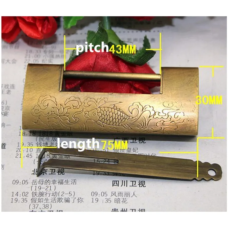 Chinese Brass Lock Set For 100-150cm Large Wooden Box Vase Buckle Hasp Latch Lock+ Hinge+Corner+Handle Bronze Tone |