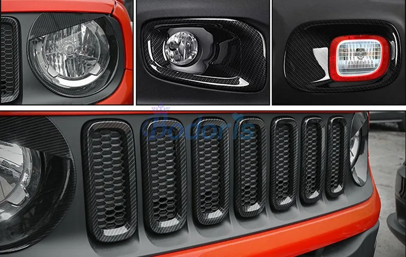

Carbon Fiber Color Light Fog Lamp Mirror Wiper Daylight Handle Exterior Garnish Trim Car Styling For Jeep Renegade Accessories