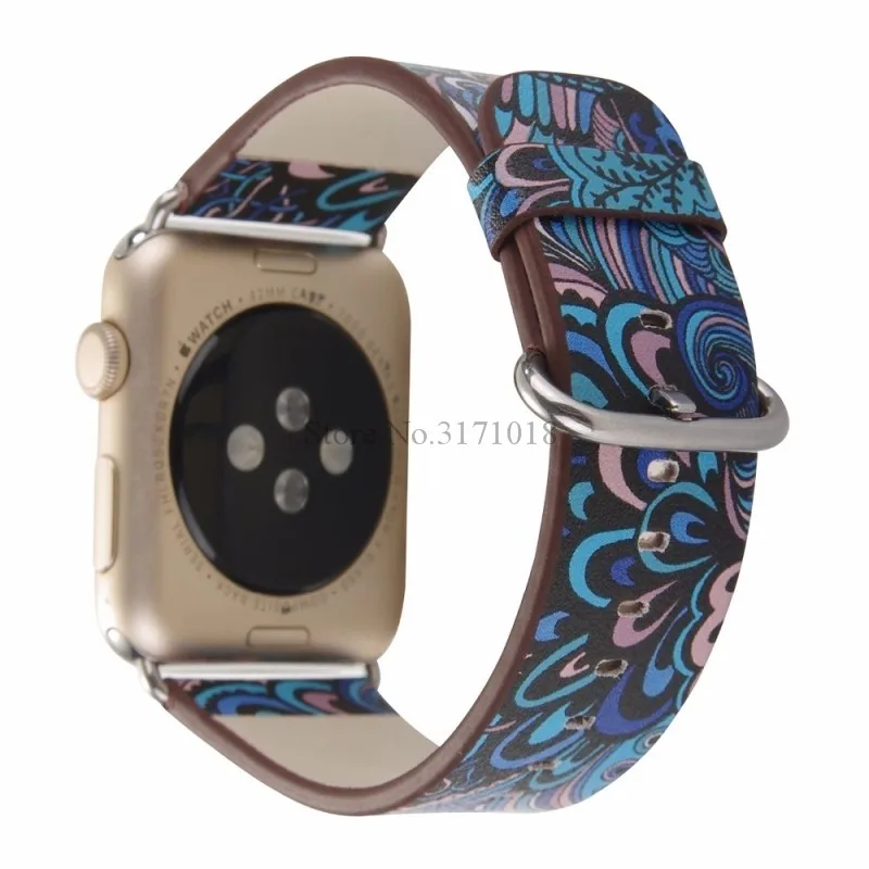 Ремешок из искусственной кожи для Apple Watch 38 мм 42 40 44 ремешок серии 1/2/3 с цветочным