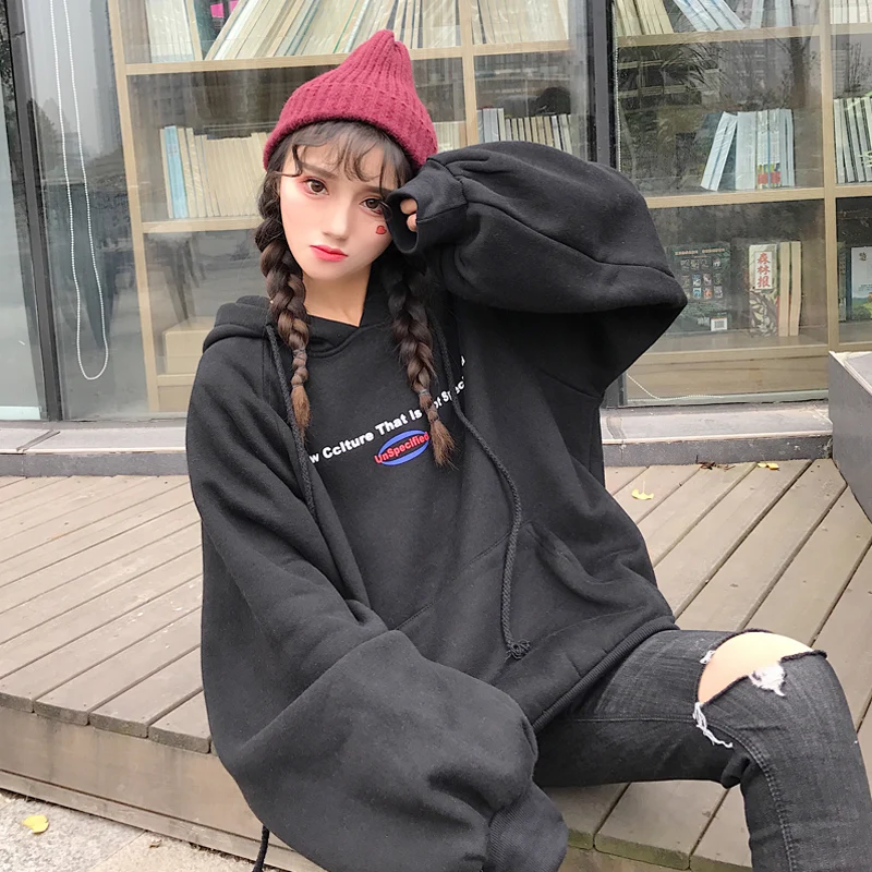 Толстовки женские пуловеры трендовые Ulzzang BF буквы толстые женские s корейский стиль студентов печатных свободные Harajuku Толстовка Одежда