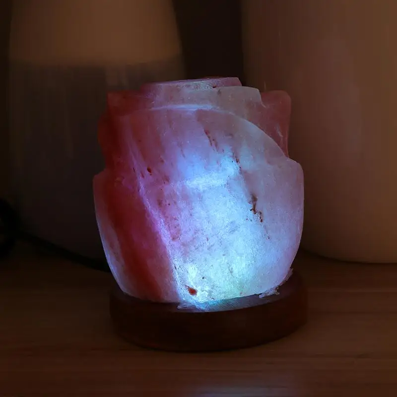 Настольная USB Хрустальная Гималайская Соляная Лампа Ночная мини-лампа красочный светильник, изменяющий Ночной светильник, простая настольная лампа(Лотос