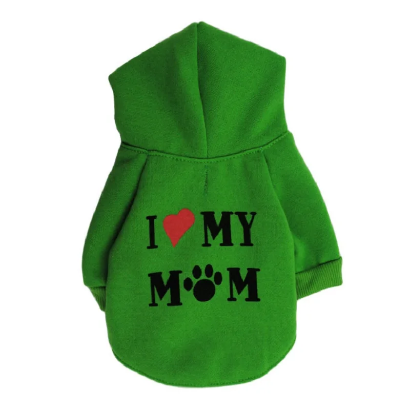 Теплые толстовки для домашних животных Love Mom одежда маленьких собак пальто
