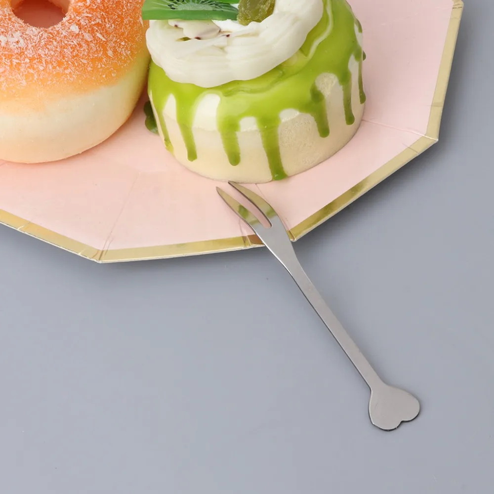 Мини нержавеющая сталь 2 зубца вилка десерт торт фруктовый салат столовые