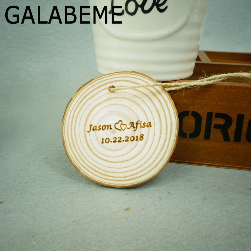 Galabeme 5 см пользовательские персонализированные даты и имя деревянная бирка с