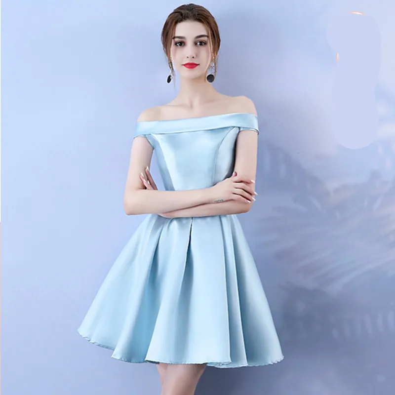 Женское Короткое синее платье для выпускного|Платья подруги невесты| |