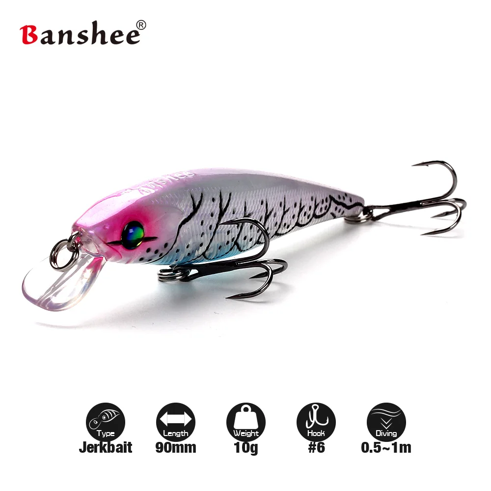 Banshee 90 мм 10 г холодная палочка плавающая приманка для рыбалки MNNW35 погремушка звук жесткая приманка-Воблер для басов Jerkbaits Minnows