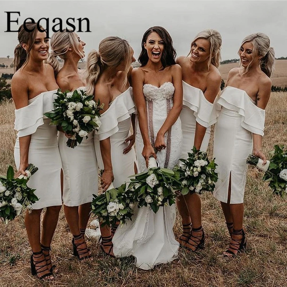 Новинка 2020 Простые платья для подружек невесты Короткое свадебное платье