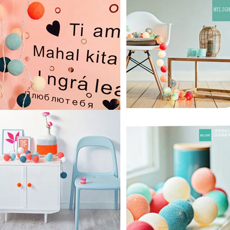 Thai Style Led Cotton ball string light AC &amp Battery Fairy Lights Outdoor Decoration Holiday Garland Christmas | Освещение