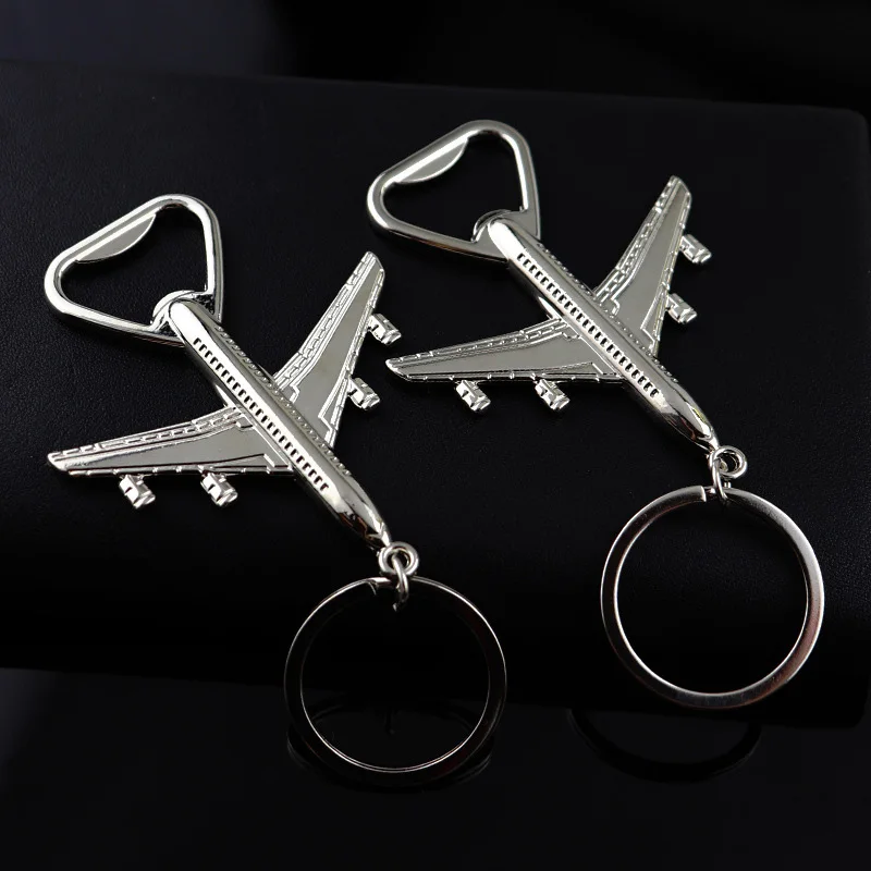 

Personalized Air Plane Model Key Chains Bottle Opener Corkscrew Men's Gift Keychain Creativity Beer Wine Opener Key Ring