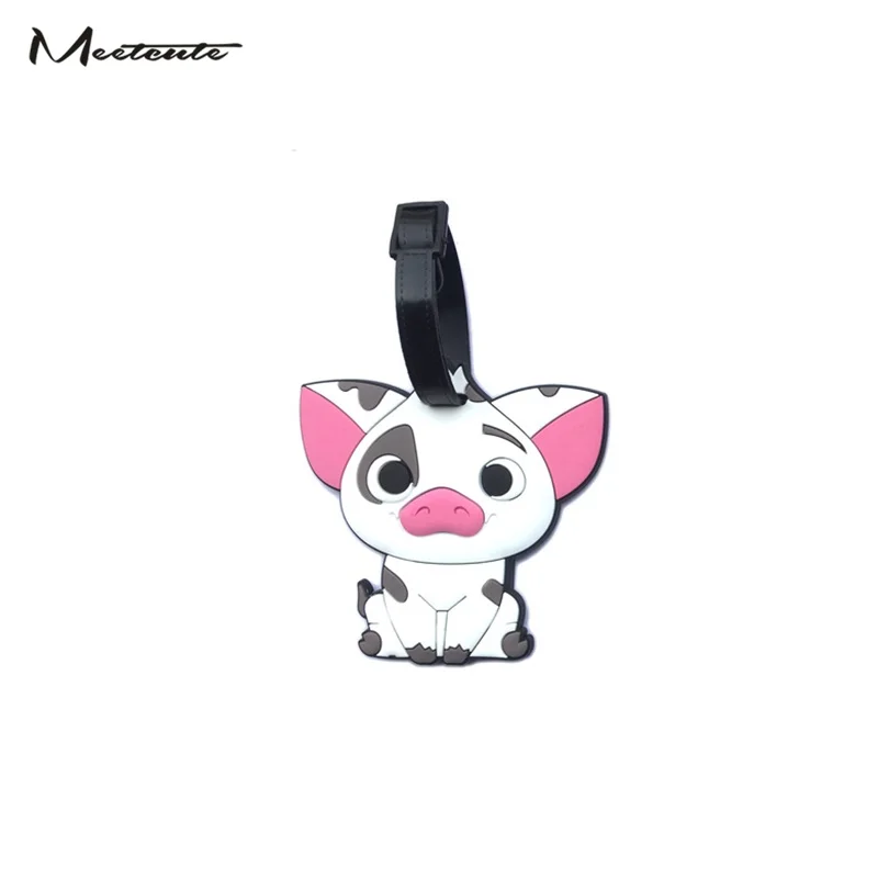 Meetcute силикагель багажные бирки мультфильм брелки с изображением Моаны Мауи Пуа Свинья Имя Адрес ID этикетка чемодан доска бирка брелок