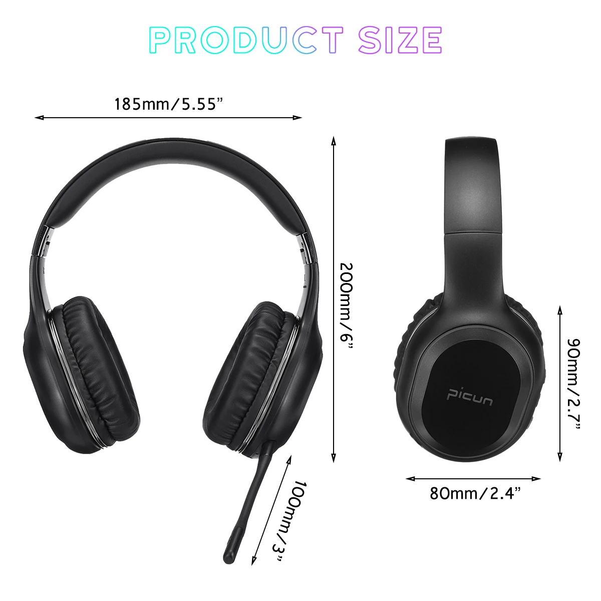 Беспроводные bluetooth Накладные наушники RGB светодиодный Вибрационный бас игровая гарнитура до 80 часов время воспроизведения с микрофоном для геймера