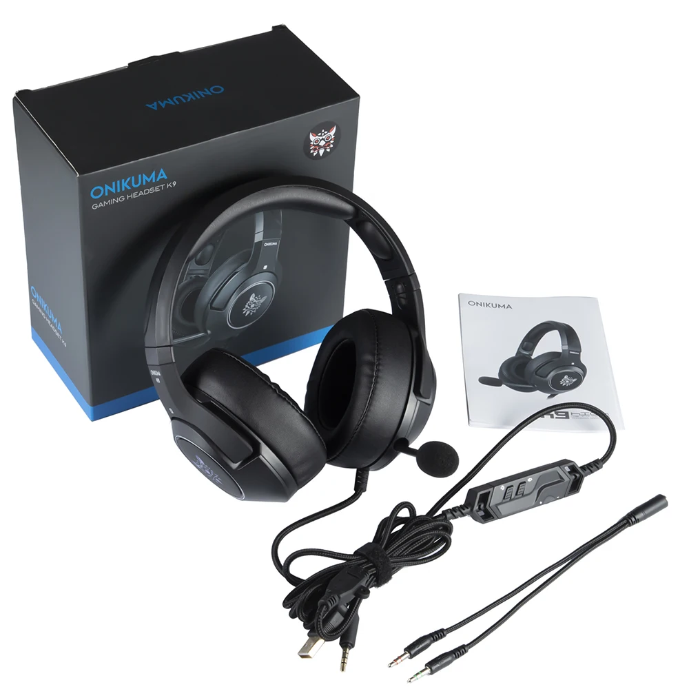 ONIKUMA K9 игровая гарнитура Casque PC Стерео Игровые наушники с микрофоном светодиодный светильник для ноутбука/PS4/Xbox One контроллер геймера