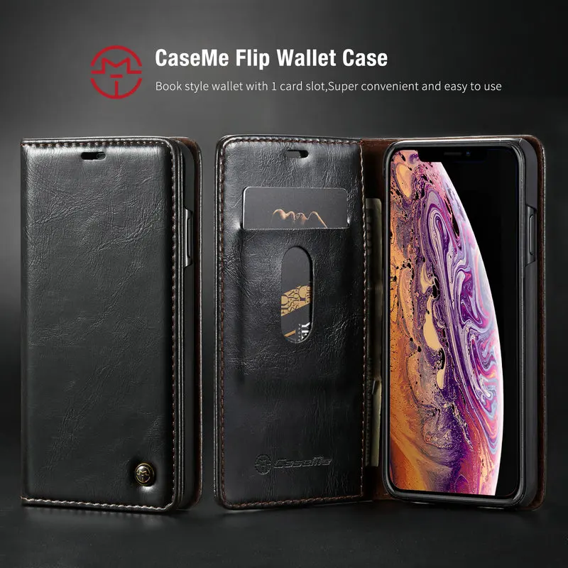 CaseMe кошелек чехол для iPhone Xs Max Ультратонкий Роскошный Магнитный Кредитная карта