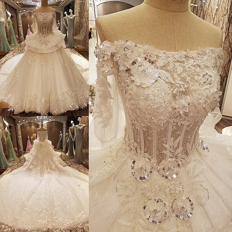 2017 Robe De Mariage Роскошные свадебные платья без бретелек с открытыми плечами и