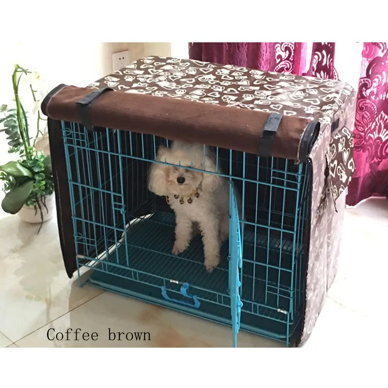 coffee brown thicker Прочный принт моющиеся клетки для собак аксессуары для будки водонепроницаемый Оксфорд щенок толстое одеяло без клетки - Цвет: coffee brown thicker