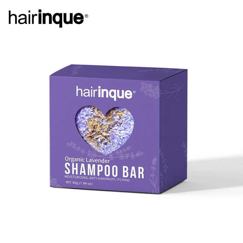 

HAIRINQUE Natural Organic Lavender Solid Shampoo Bar Soap No Chemicals & Preservatives Handmade Cold Processed Anti-dandruff 55g