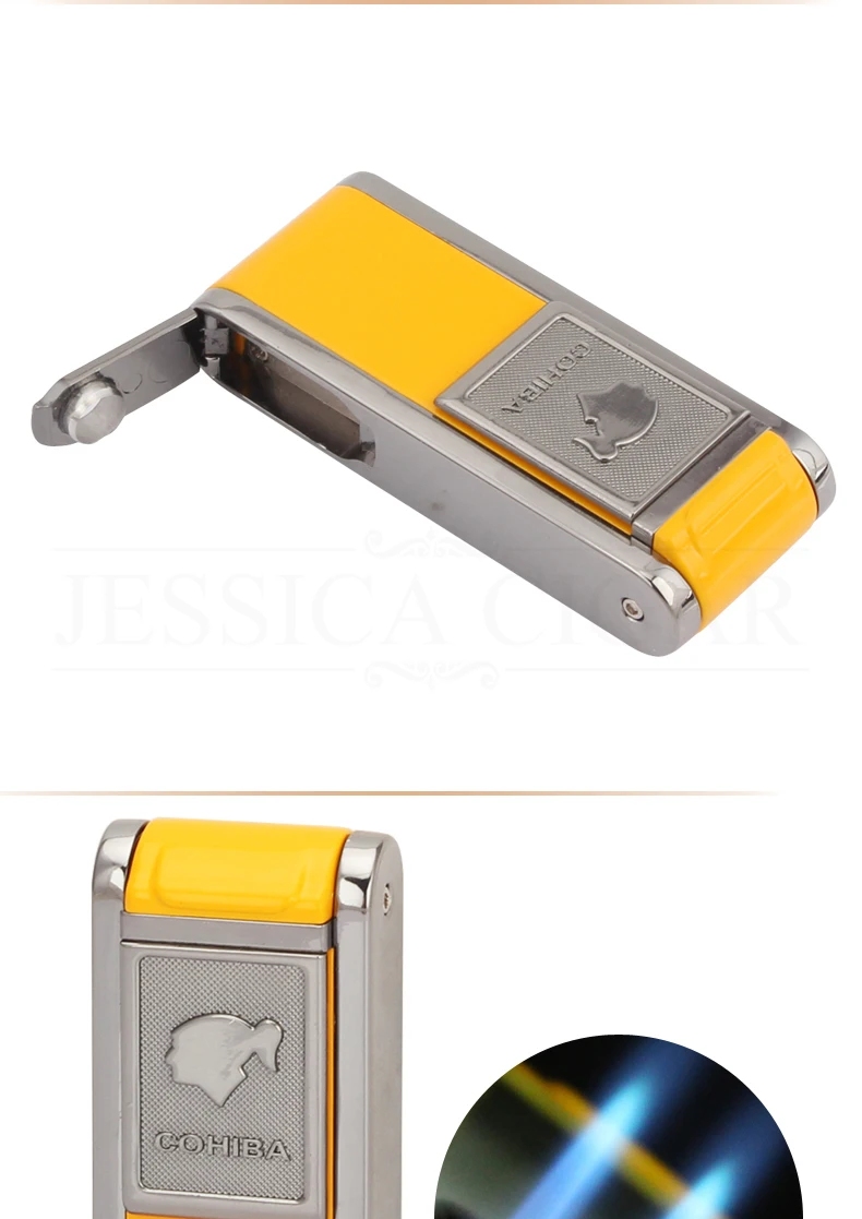 COHIBA Gadgets 2 Fire Flame Jet фонарь Зажигалка для сигар многоразовые ветрозащитные газовые зажигалки с бутаном с сигары удар подарочная коробка