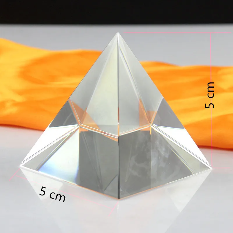 

K9 Crystal Pyramid Paperweight 50mm Clear Rare Energy Healing Glass Feng shui gemstone model figurines miniatures Decoration