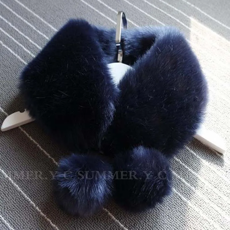 dark blue 9 цветов, 56 см* 12 см, зимний теплый женский шарф из искусственного меха, пальто из искусственного меха, шарфы, роскошный енотовый воротник, теплый воротник, шаль - Цвет: dark blue