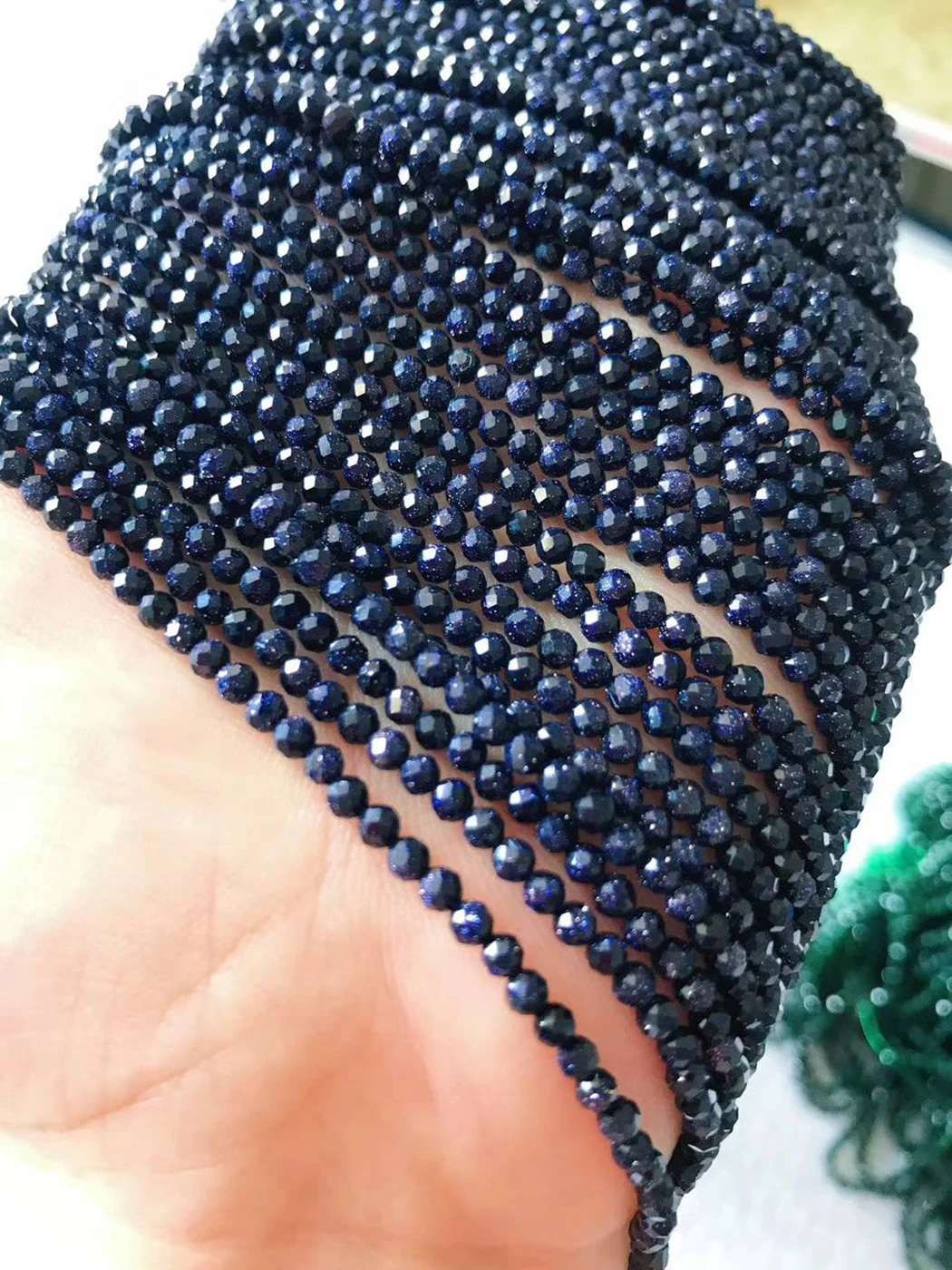 aventurine 2strands ICNWAY Драгоценный Камень делая ювелирные изделия 2-4 мм Лабрадорит Гранат Круглые граненые натуральные свободные бусины DIY браслет ожерелье 15 дюймов - Цвет: aventurine 2strands